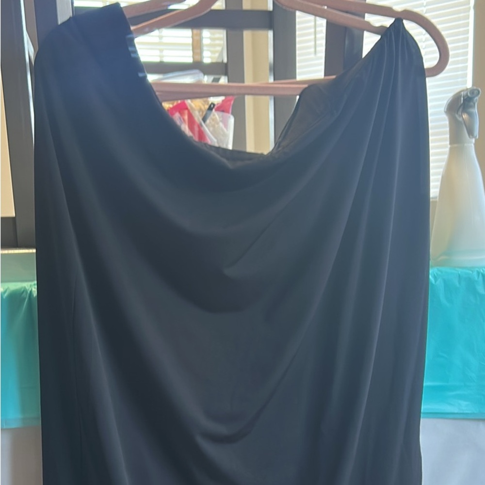 SOLD. Elegant Black Draped Dress